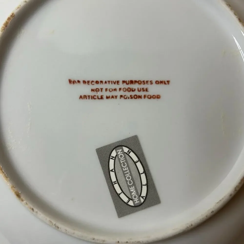 Ethan Allen Dayazhai Style Yellow Porcelain Plate, Bird & Grape Decorative Dish